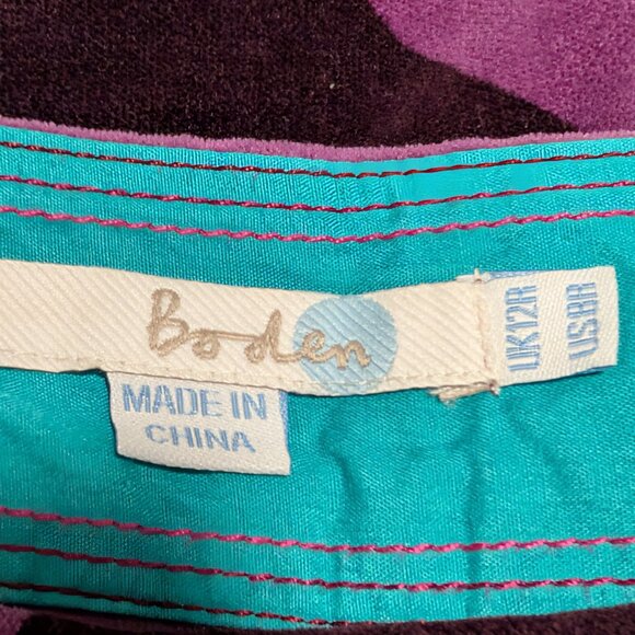 Boden Womens Size 8R Purple Velvet Tulips Pattern Pockets A-Line Mini Skirt Flaw - Picture 6 of 8